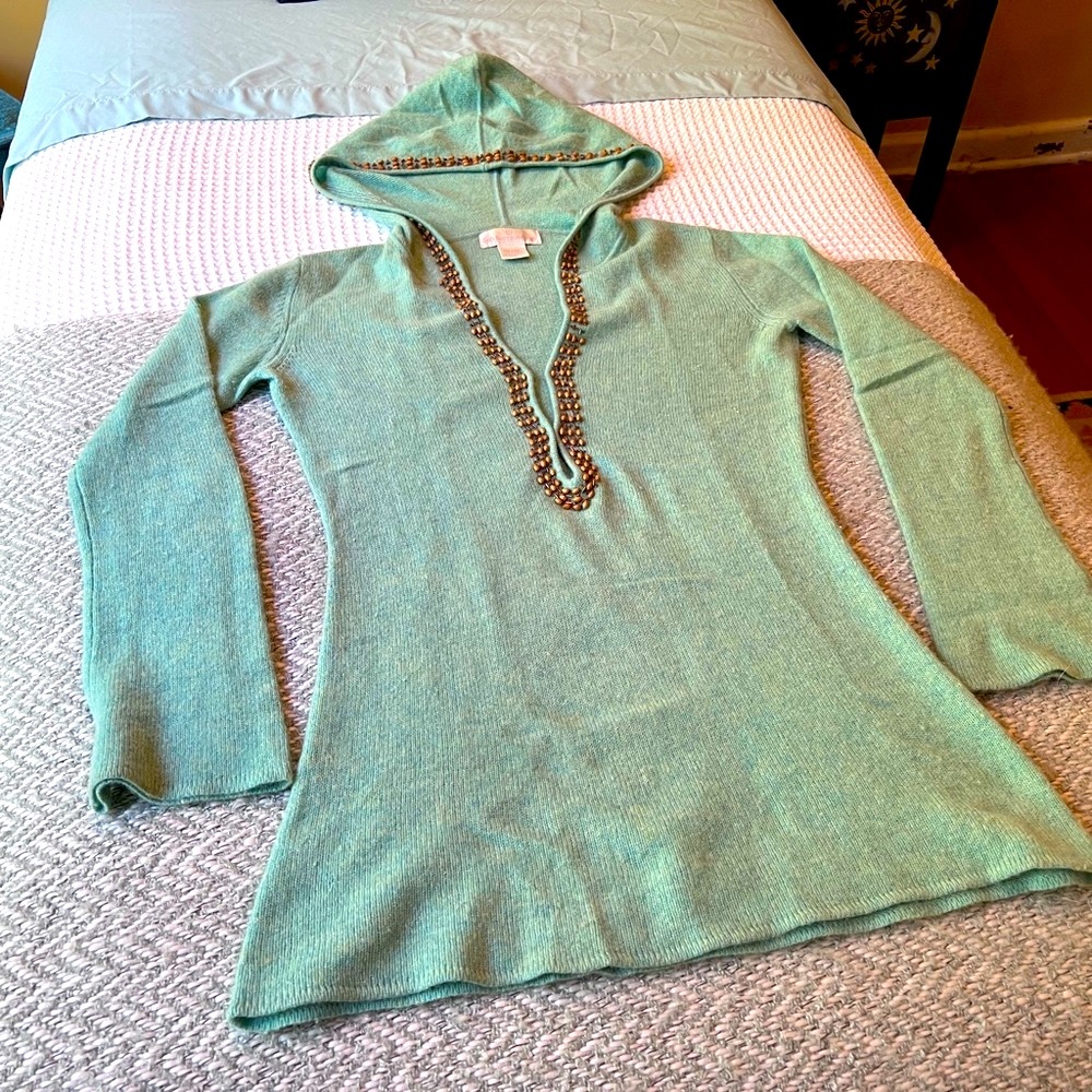 Soft surroundings Cashmere beaded sweater with hood. Incredibly soft.